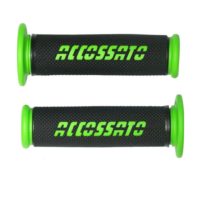 Accossato Two Tone Medium Rubber Closed End Green Racing Grips