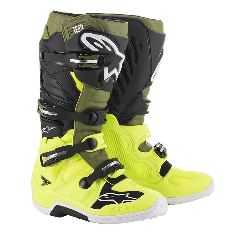 Alpinestars Tech 7 Fluro Yellow/Military Green/Black Boots