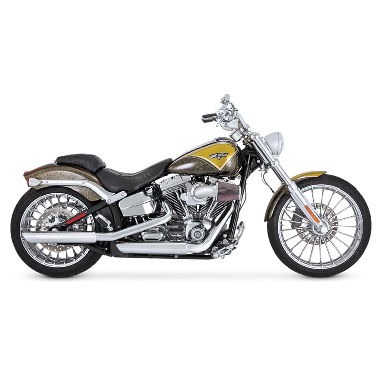 Vance & Hines Twin Slash 3" Softail 07-17/Rocker and Breakout 14-17 Chrome Slip-On Exhaust