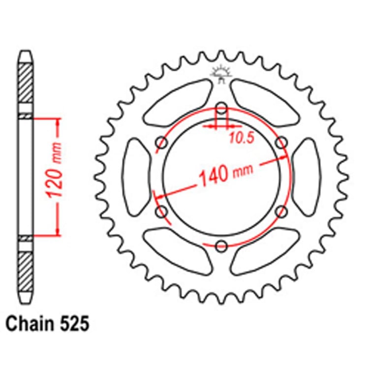 Rear Sprocket - Steel 39T 525P