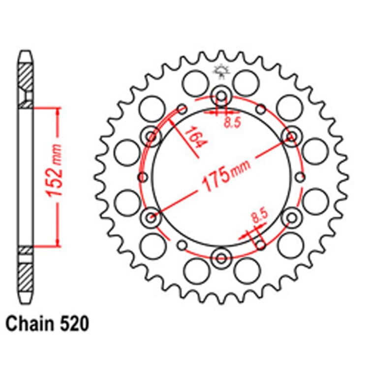 Rear Sprocket - Steel 52T 520P