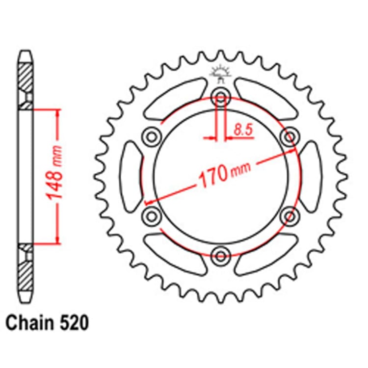 Rear Sprocket - Steel 48T 520P