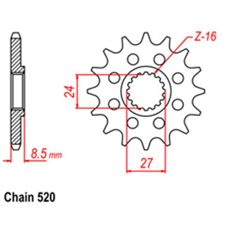 Front Sprocket - Steel 17T 520P