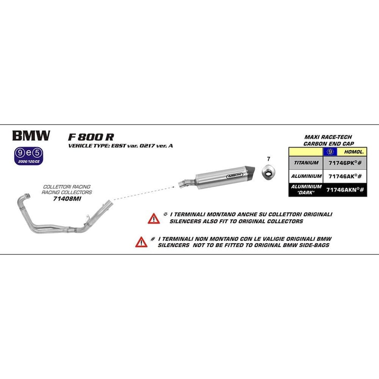 Arrow BMW F800R Maxi Race-Tech Titanium with Carbon End Cap Silencer