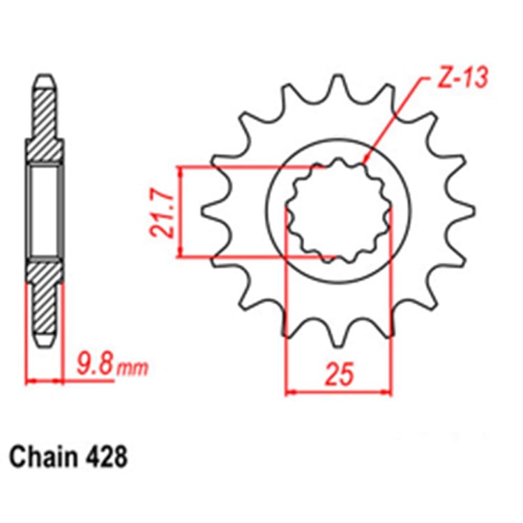 Front Sprocket - Steel 19T 428P