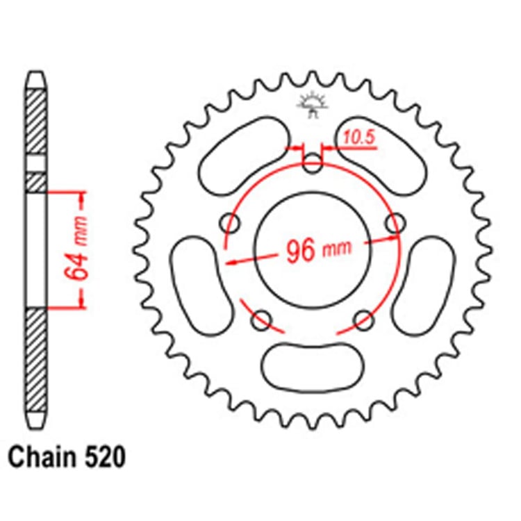 Rear Sprocket - Steel 37T 520P