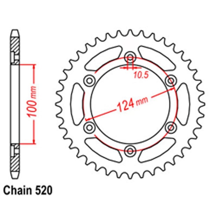 Rear Sprocket - Steel 45T 520P