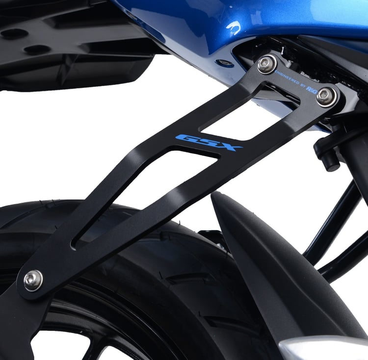 R&G Suzuki GSX-R/GSX-S Black/Blue Logo Exhaust Hanger & Blanking Plate