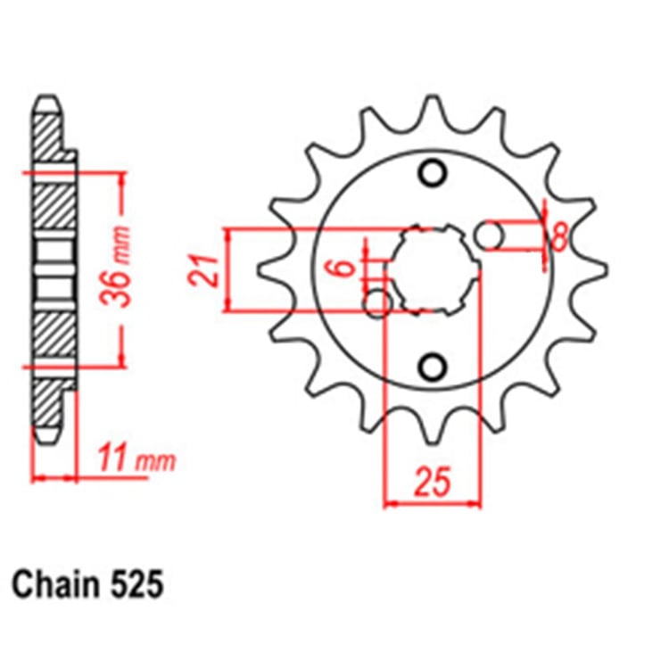 Front Sprocket - Steel 15T 525P