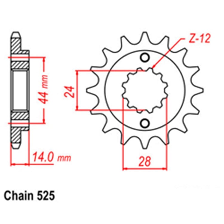 Front Sprocket - Steel 16T 525P