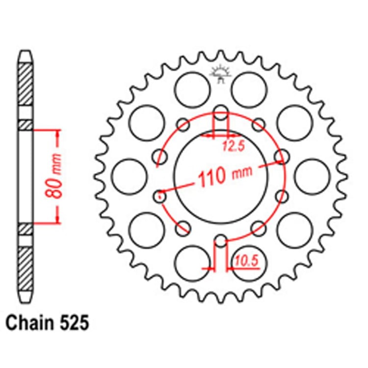 Rear Sprocket - Steel 36T 525P D/D