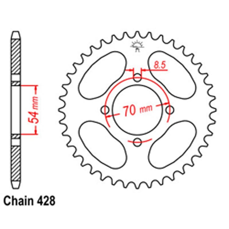 Rear Sprocket - Steel 40T 428P