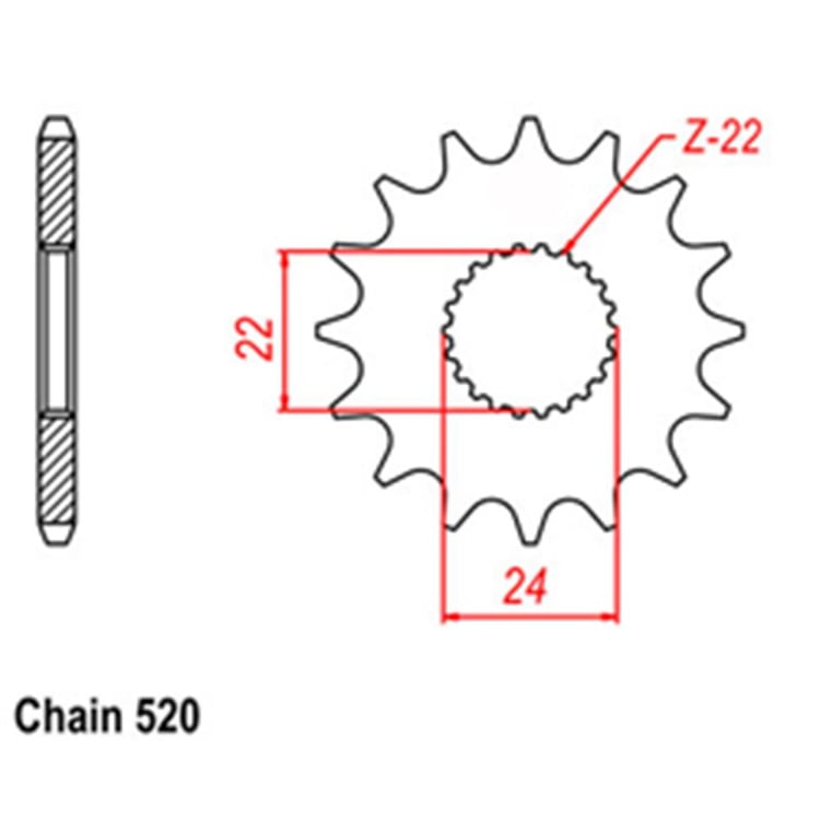 Front Sprocket - Steel 16T 520P