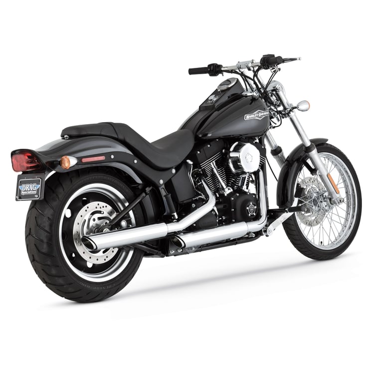 Vance & Hines Twin Slash 3" Softail 07-17/Rocker and Breakout 14-17 Chrome Slip-On Exhaust