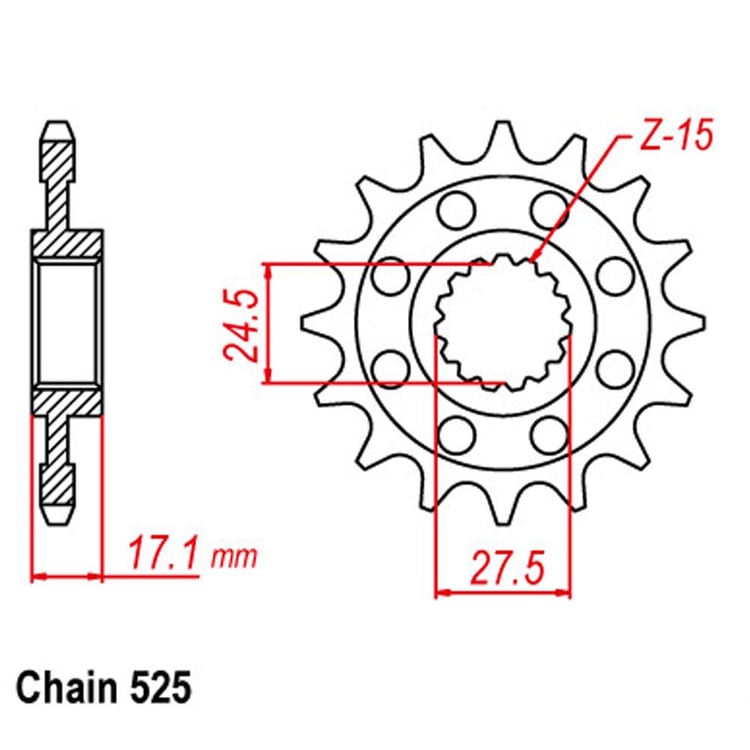 Front Sprocket - Steel 15T 525P