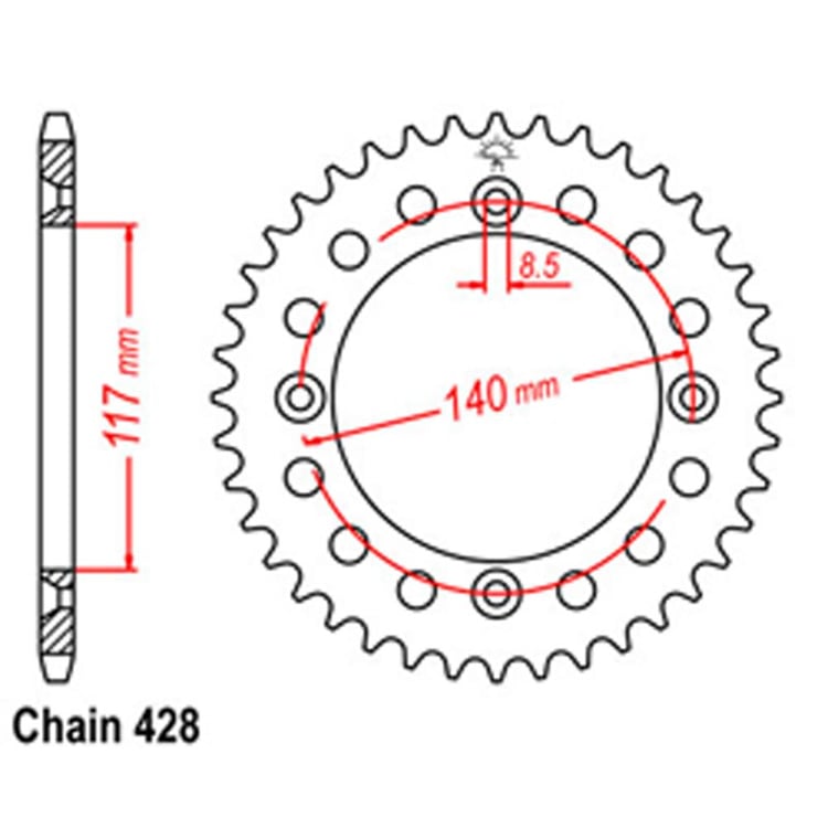 Rear Sprocket - Steel 46T 428P