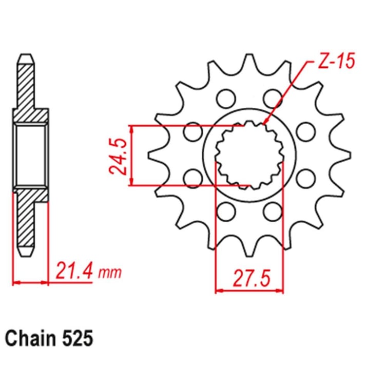 Front Sprocket - Steel 15T 525P