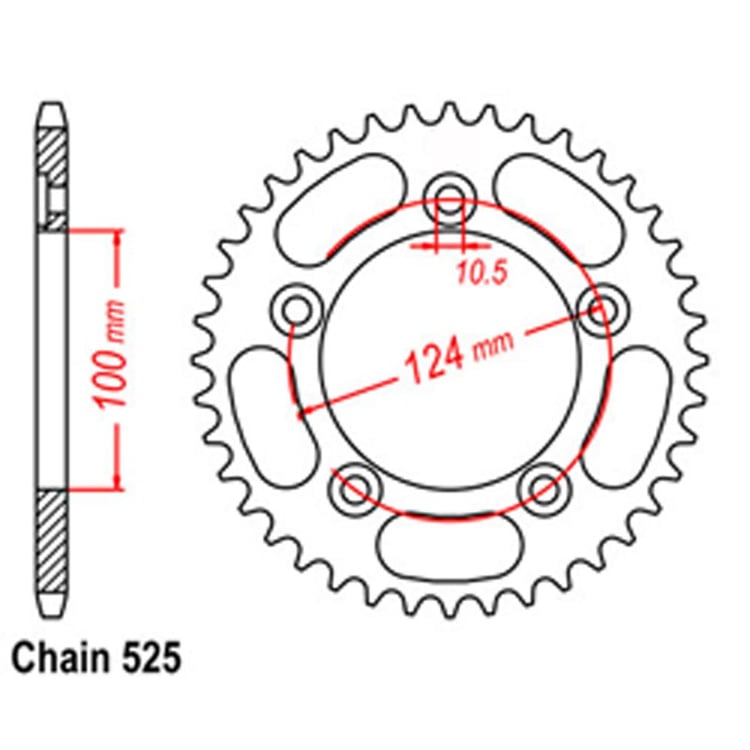 Rear Sprocket - Steel 39T 525P