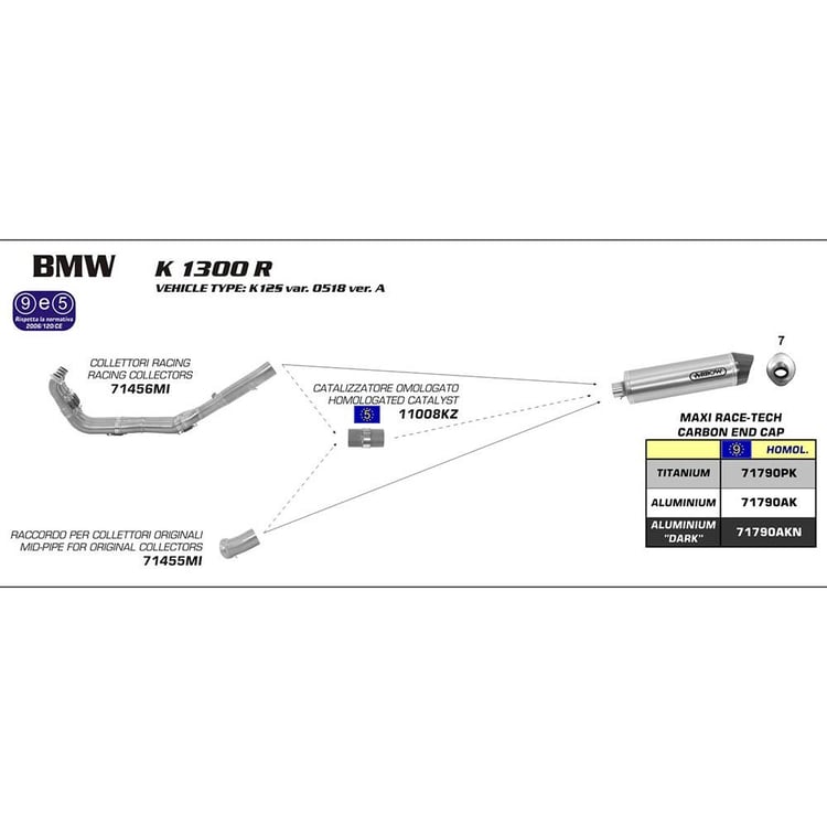 Arrow BMW K1300R/S Maxi Race-Tech Stainless Link Pipe