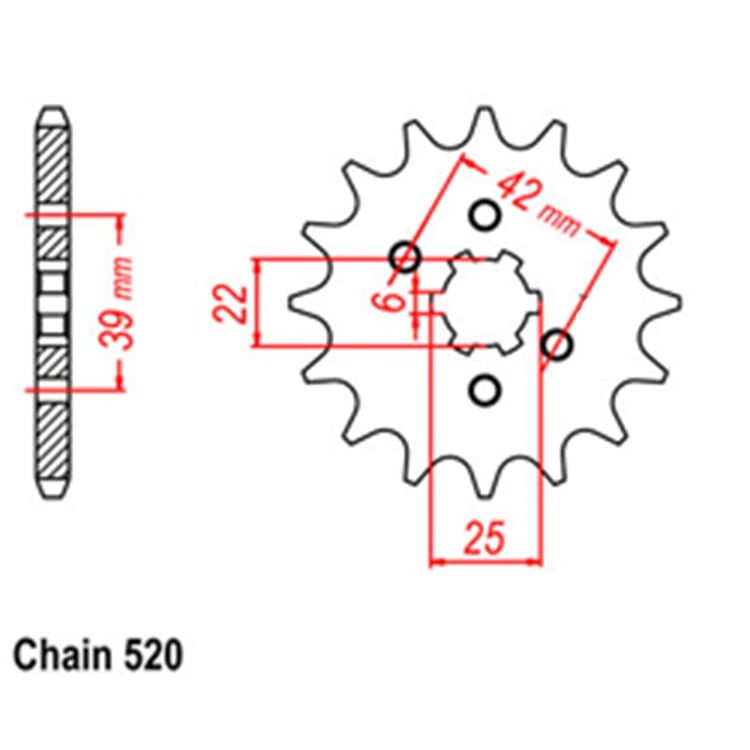 Front Sprocket - Steel 14T 520P