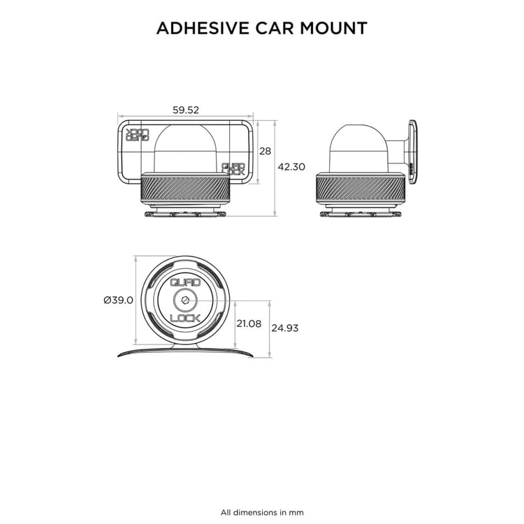 Quad Lock Mount Dash/Consol Car Mount