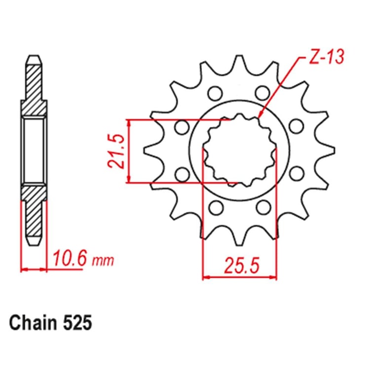 Front Sprocket - Steel 14T 525P