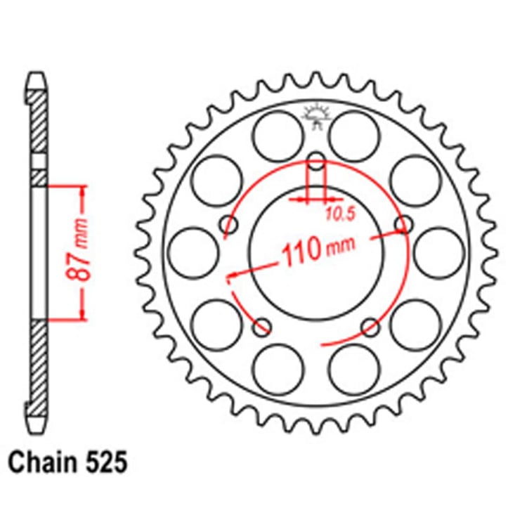 Rear Sprocket - Steel 45T 525P