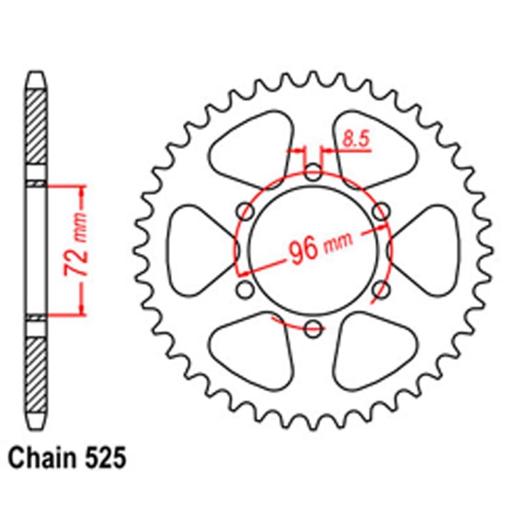 Rear Sprocket - Steel 40T 525P