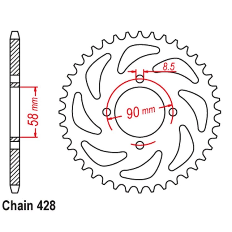 Rear Sprocket - Steel 45T #428