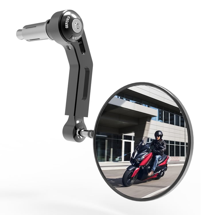 Oxford Premium Black Left Side Bar End Mirror