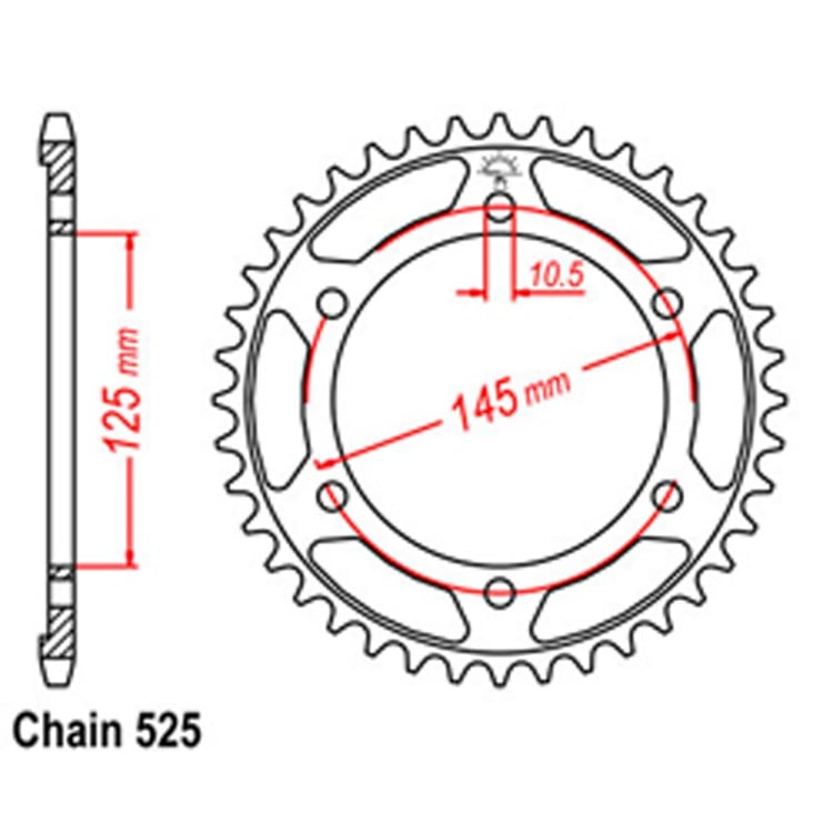 Rear Sprocket - Steel 44T 525P