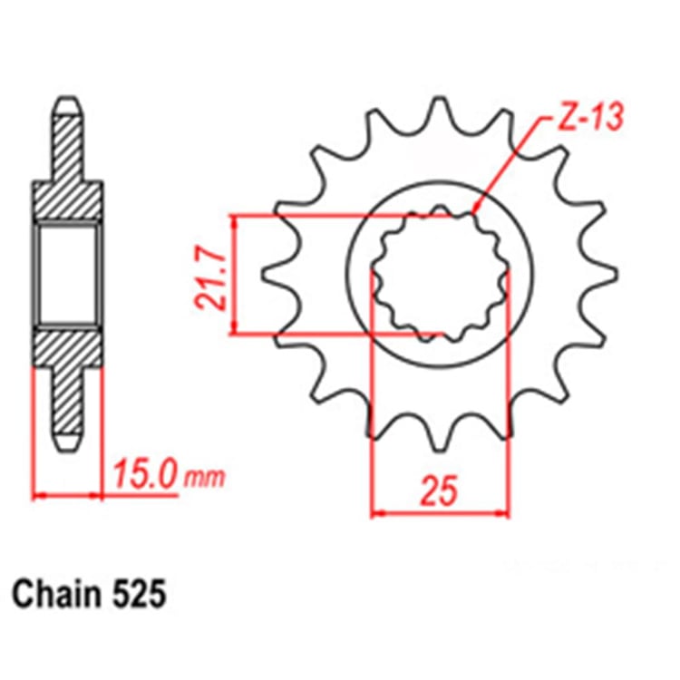 Front Sprocket - Steel 15T 525P