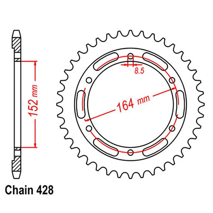 Rear Sprocket - Steel 56T 428P