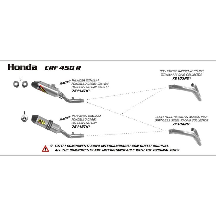 Arrow Honda CRF450R with Carbon End Cap Thunder Titanium Silencer