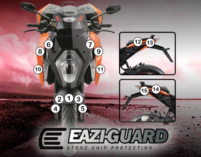 Eazi-Guard KTM 1290 Super Duke GT 2016 - 2018 Gloss Paint Protection Film