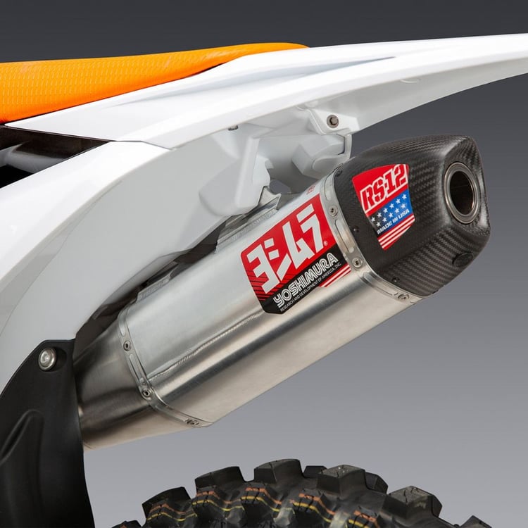 Yoshimura KTM/Husqvarna 250/350/450 23-24 RS-12 with Aluminum Muffler Stainless Slip On Exhaust