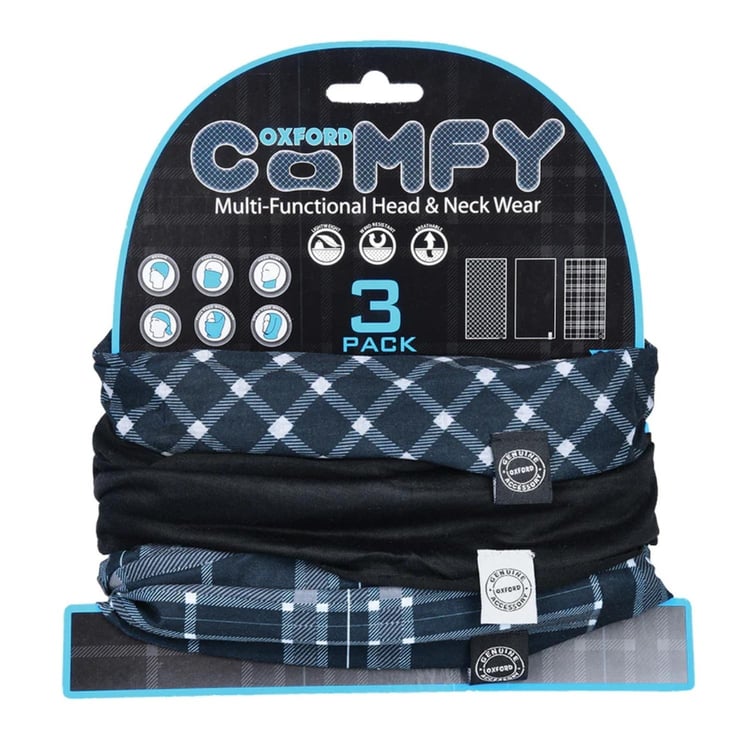 Oxford Comfy Tartan Black/White 3 Pack Neck Warmer