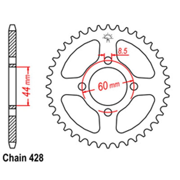 Rear Sprocket - Steel 54T 428P