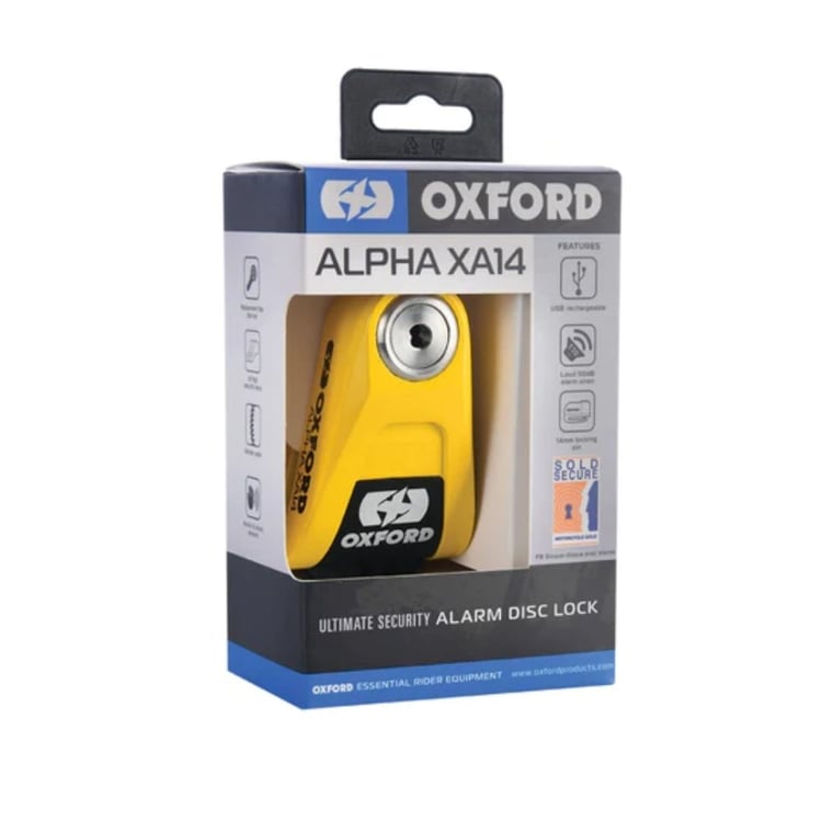 Oxford Alpha XA14 Yellow/Black Alarm Disc Lock