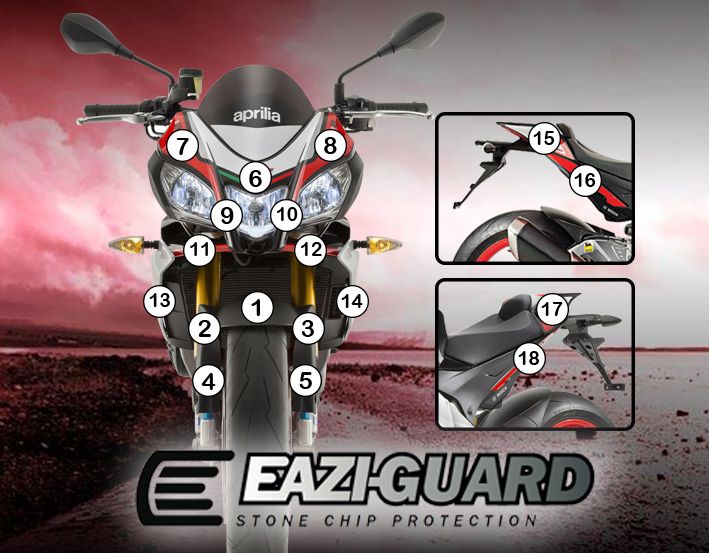 Eazi-Guard Aprilia Tuono V4 2015 - 2017 Gloss Paint Protection Film