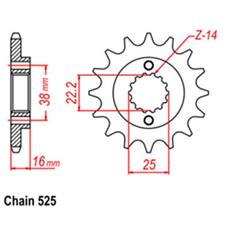 Front Sprocket - Steel 15T 525P