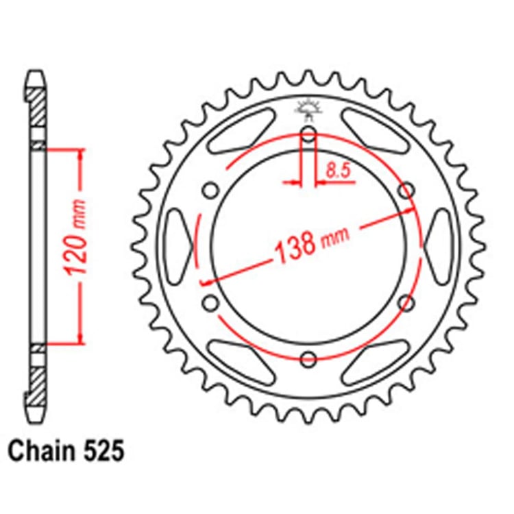 Rear Sprocket - Steel 40T 525P