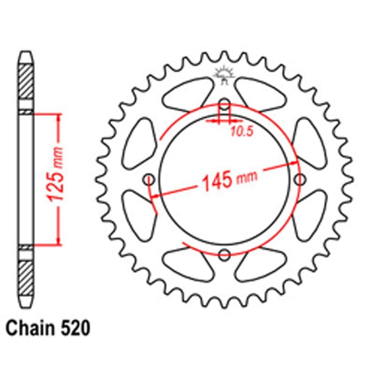 Rear Sprocket - Steel 39T 520P