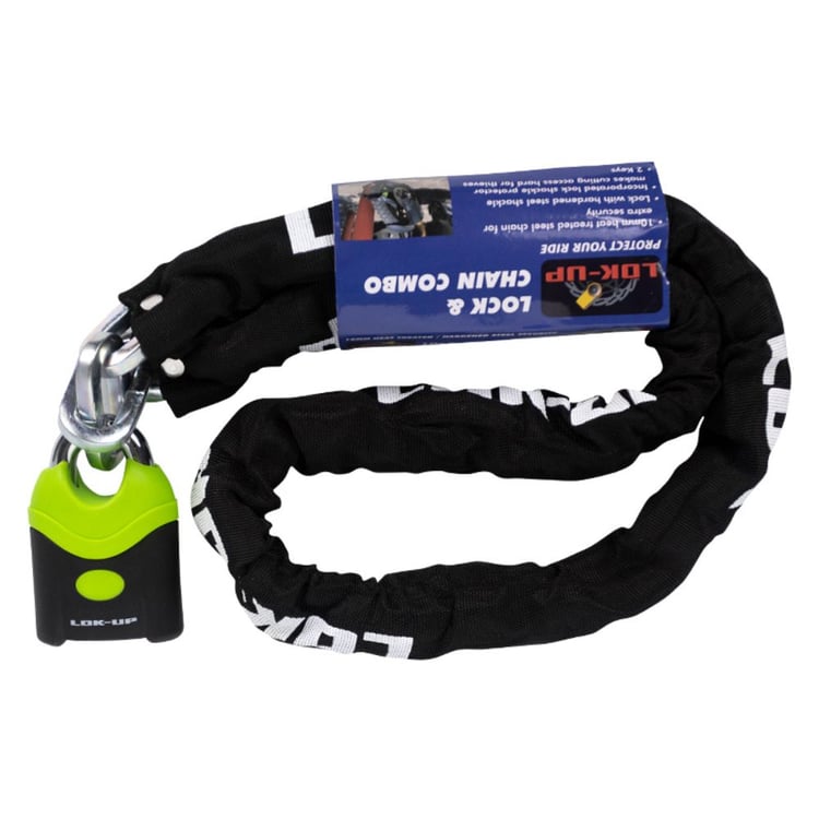 Lok-Up 10mm x 10mm x 1.5m Black/Fluro Chain and Padlock