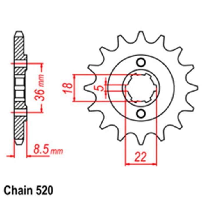 Front Sprocket - Steel 14T 520P