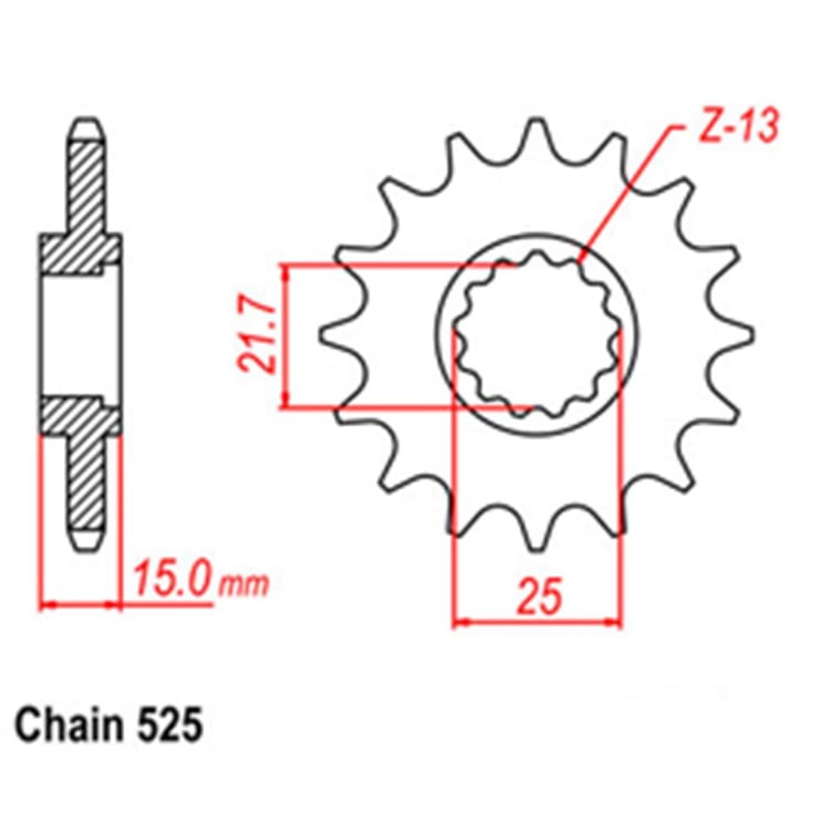 Front Sprocket - Steel 15T 525P