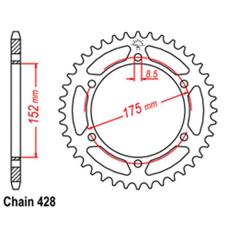 Rear Sprocket - Steel 55T 428P