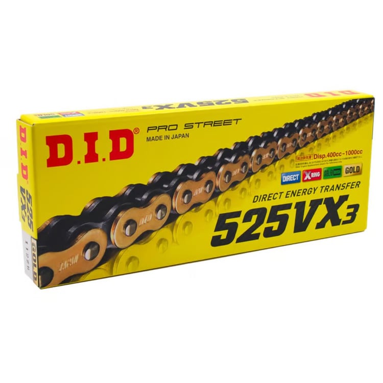 DID 525VX3 112 Gold Rivet Chain