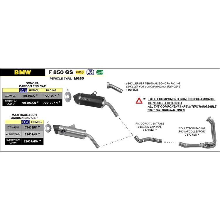 Arrow BMW 2:1 Stainless Steel Collector Set