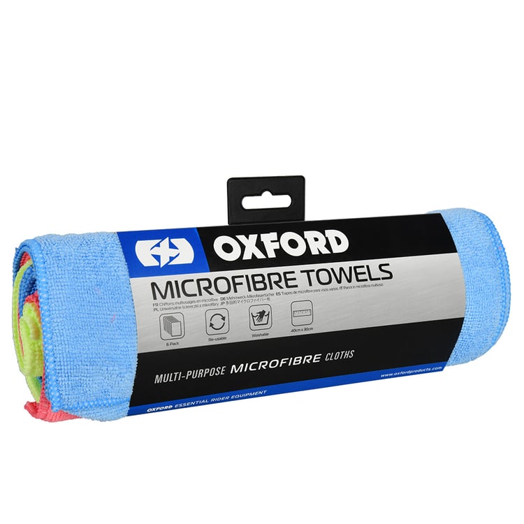 Oxford Blue/Yellow/Red Microfibre Towels (Pack of 6)